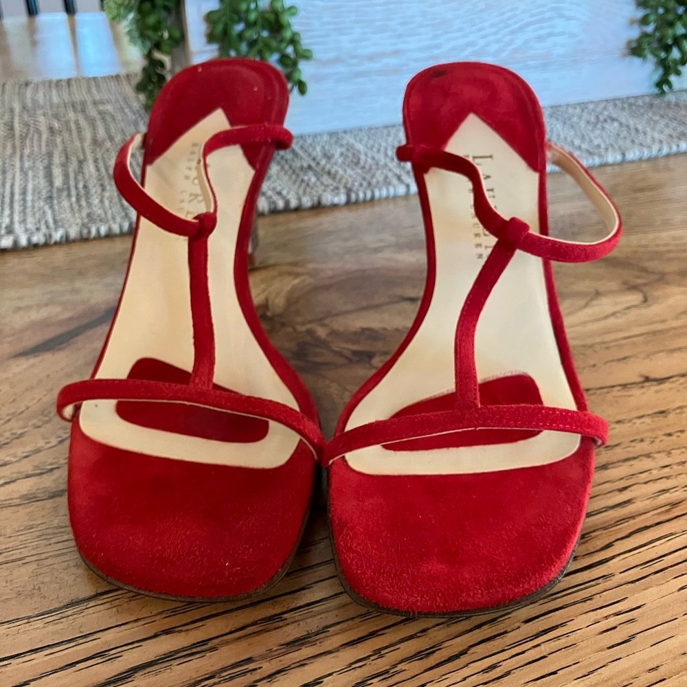 Ralph Lauren Red Suede Heels - Size 6.5
